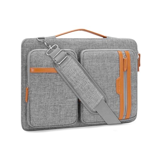 MOSISO 360 Protective Laptop Bag, Computer Bags | Laptop Sleeve Bag with Trolley Sleeve&2 Rectangle Pockets&Handle - color: Gray, size: 13.3 inch