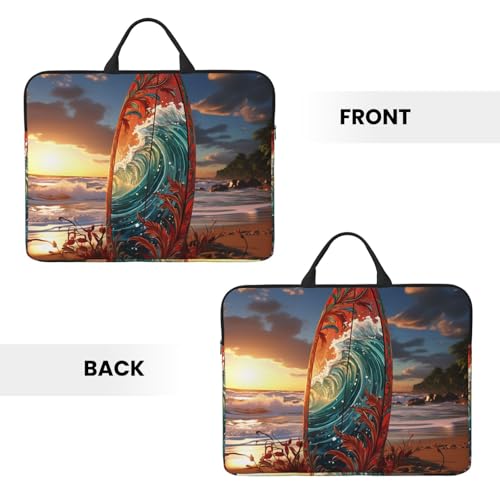 14 inch Laptop Sleeve with Handle Shockproof Laptop Bag Waterproof Computer Cover Bag Colorful Surfboard Briefcase