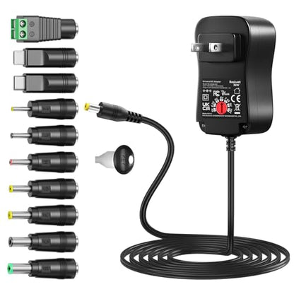 3V-12V 3A Universal AC Adapter Kit Multi-Volts Adjustable Power Supply 36W | DC 3V 4.5V 5V 6V 7.5V 9V 12V 3000mA 2A 1A Power Cord , Variable Power Adapter, for LED Strip Light CCTV Camera Speaker Router - size: 36W 3-12V