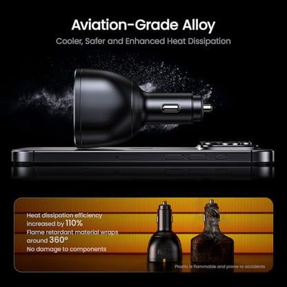 AOHI 165W Laptop Car Charger Adapter 140W PD 3.1 Fast Charging USB C Charger+USB 4 2.0 Cable 6.6FT with up to 120Gbps Bandwidth Boost Dual 8K/4K Display 240W PD 3.1 Fast Charging