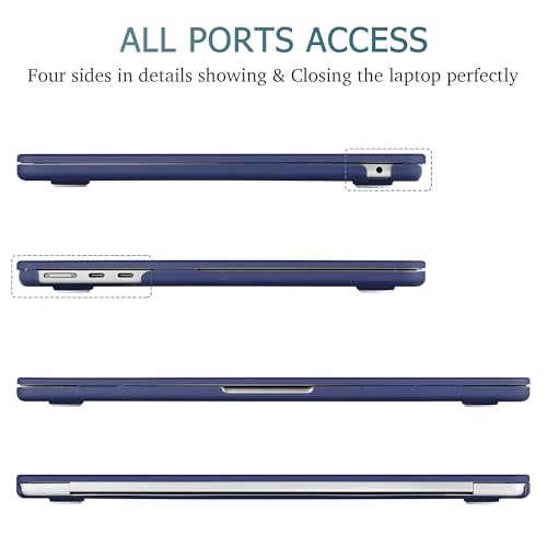 Case for MacBook Air 15 Inch 2026-2023 Release M5 A3448 M4 A3241 M3 A3114 M2 A2941, Hard Shell with Screen Protector & Keyboard Cover, Compatible with Touch ID, Matte Navy Blue - color: Matte Navy Blue