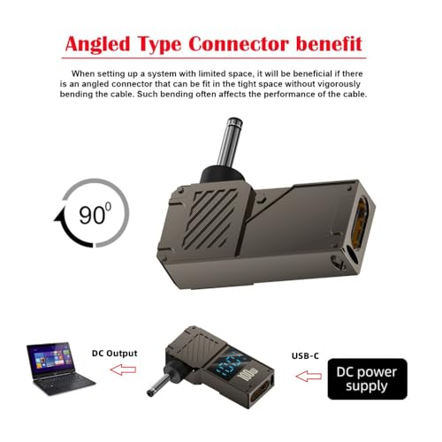 USB C to DC Adapter,USB C Female to DC 3.0x1.1mm Barrel Jack Plug PD 100W Laptop Fast Charging Adapter with Wattage Display - style: 3.0x1.1mm