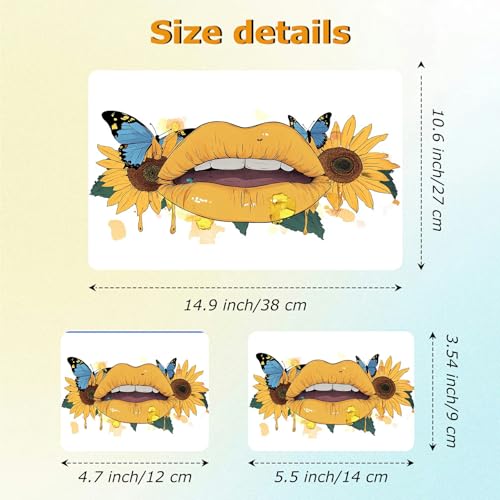 Universal Laptop Skin Sticker with 2 Wrist Pad Decals, 3-Piece Removable Vinyl Laptop Cover, Yellow Lip Sunflower Waterproof Anti-Scratch, Easy-Trim Fit for 13.3" 14" 15.6" Laptops - color: Yellow Lip Sunflower
