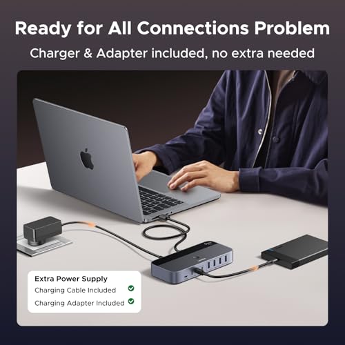 UGREEN 2-in 7-Out USB 3.0 Switch, USB Switcher for 2 Computers Sharing USB A & C Devices (4USB-A + 3USB-C), USB Switches Sharing Keyboard and Mouse with Controller, USB-C Male Adapter, Power Adapter