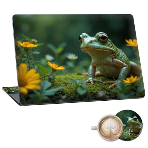 Laptop Skin Sticker Decal 15.6 Inch,12 13 13.3 14 15 15.6 in Laptop Netbook Skins for Notebook,Art Decal Removable Waterproof Scratch Resistant,Universal Vinyl Cover,Cute Frog Floral - color: Cute Frog Floral