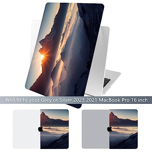 Batianda for MacBook Pro 16 Inch Case 2026-2021 Release M5 M4 M3 M2 M1 Pro/Max, 1.2mm Slim Creative Graphic Hard Shell Cover with Keyboard Cover, Screen Protector 4-in-1 Bundle, Sunrise - color: Sunrise