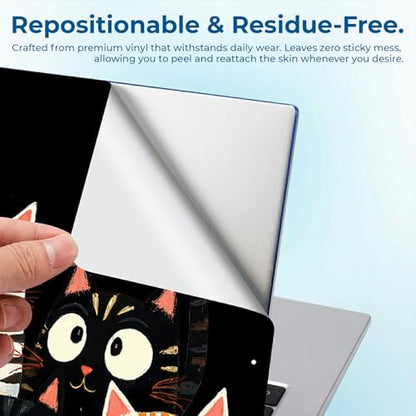 Reusable Universal Laptop Skin Sticker, Cut to Fit for 11.6–15.6 Inch Laptops, Waterproof Protective Film, No-Residue - Funny Cats - color: Funny Cats