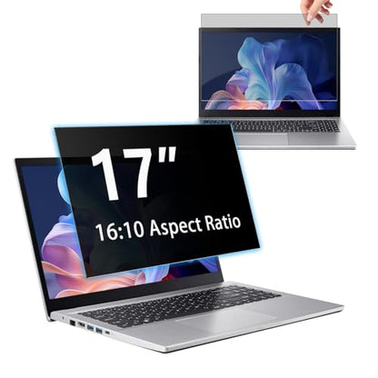 17" Privacy Screen Computer for 16:10 Aspect Ratio, 2-Sided Removable Anti-Peeping/Anti-Glare, Blue Light Block, UV Protect, Reduce Strain, Anti-Scratch, Fits 17-inch 16:10 Protector Film - size: 17inch 16:10
