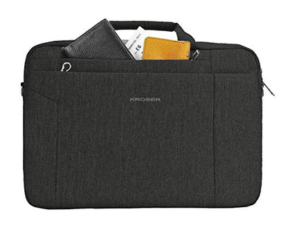 KROSER Laptop Bag 15.6 Inch Briefcase Shoulder Bag Water Repellent Laptop Bag Bussiness Carrying Handbag | Built-in luggage strap & TSA friendly, multi compartments, suitable for business, office, travel, men and women - color: Black
