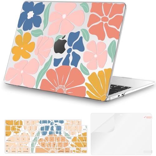 iCasso for MacBook Air 13.6 inch Case 2025 2024-2022 Release M5 M4 M3 M2 Model A3449 A3240 A3113 A2681, Sturdy Protective Hard Shell Case Cover for Mac Book Air 13 inch, Colorful Flower - color: Colorful Flower
