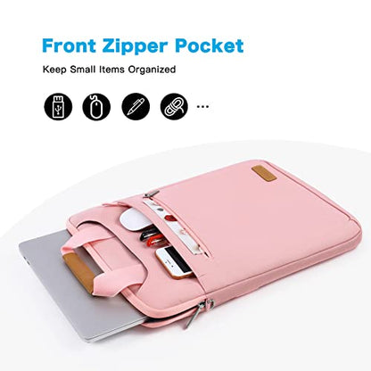 MOSISO Vertical Laptop Shoulder Bag, 15-16 inch Computer Bags Compatible with MacBook Air 15 inch/Pro 16 inch, HP Dell Asus Acer Lenovo Notebook, Laptop Bag with Trolley Sleeve&Zipper Pockets, Pink