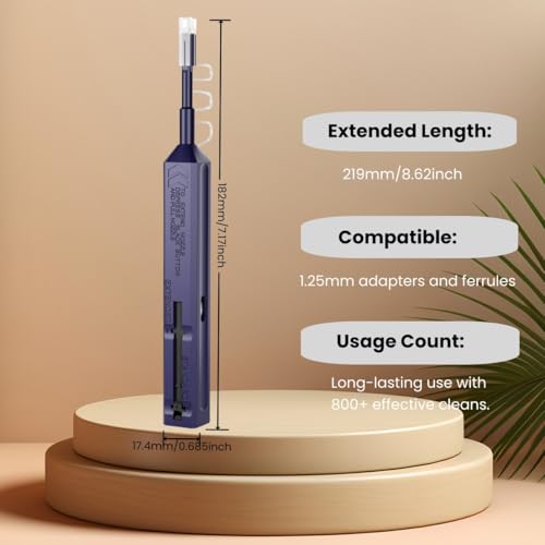 LC Fiber Cleaner Pen - 10 Pack - 1.25mm LC Fiber Optic Cleaning Pen with Dual Action Connector Cleaner & Endface Cleaning Action