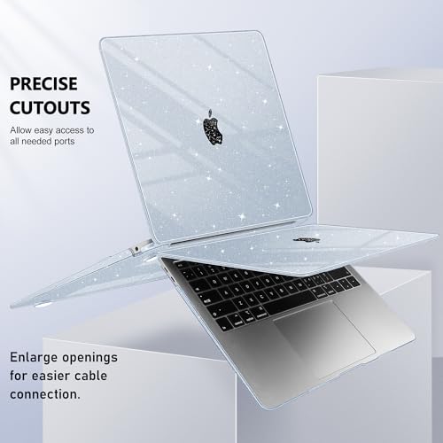 May Chen Compatible with MacBook Air 13 inch Case 2021 2020 2019 2018 Release Model: M1 A2337 A2179 A1932, Plastic Hard Shell Case for Ma Air 13 inch with Retina Display Fits Touch ID, Blue Glitter - color: Blue Glitter