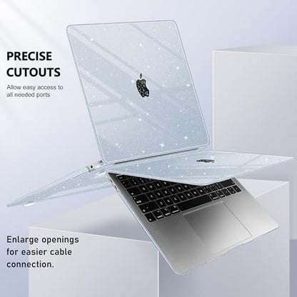 May Chen Compatible with MacBook Air 13 inch Case 2021 2020 2019 2018 Release Model: M1 A2337 A2179 A1932, Plastic Hard Shell Case for Ma Air 13 inch with Retina Display Fits Touch ID, Blue Glitter - color: Blue Glitter