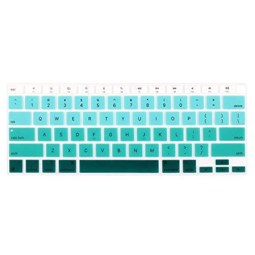 Batianda Ultra Thin Ombre Color Keyboard Cover for New MacBook Air 13 Inch 2020 2021 M1 Chip A2337 (with Touch ID & Retina Display) Waterproof Durable Laptop Protector Silicone Skin, White to Green - color: White to Green