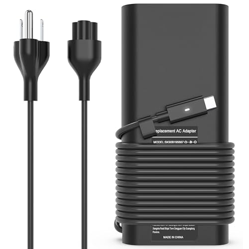 130W USB C Laptop Charger Compatible with Dell Xps 17,Precision 5550 5530 2in1,XPS 15 2in1 9575，Latitude 7410 7310 7210 9410 9510 5420 5520 5510 Power Supply Cord - color: Black2
