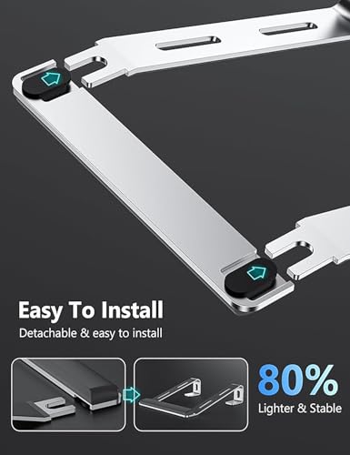 JCZT Aluminum Laptop Stand, Notebook Stand with Wrist Rest, Ergonomic Detachable Laptop Mount, Computer Stand Compatible with 10-17'' All Laptops Such as MacBook Air Pro/HP/Dell/Lenovo, Silver - color: Silver