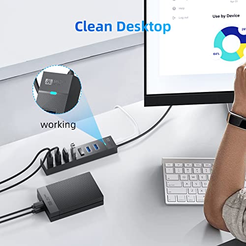 7 Ports USB Hub 3.0, SAN ZANG MASTER USB 3.0 Hub, 5Gbps HighSpeed Data USB Extender for Laptop, USB Flash Drive, Mobile HDD, Printer, Camera, Keyboard, Mouse, Windows/XPS (1.6FT)（50cm） - size: 1.6FT