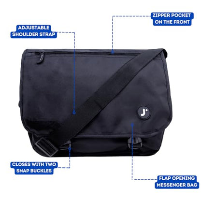 J World New York Terry Messenger Bag for Women Girls School Kids - color: Black
