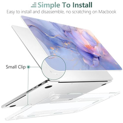 TWOLSKOO Compatible with MacBook Pro 14 inch Case M5 2026 2025-2021 Release M4 M3 M2 M1 Pro/Max Chip, Plastic Hard Shell & Keyboard Cover & USB C to USB Adapter & Screen Film, Blue Marble - color: Blue Marble