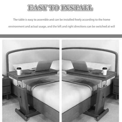 Adjustable Height Standing Desk Bedside Lifting Stand Up Desk, Tiltable Desktop Sofa Side Table, Laptop Table with Locking Wheels, Reversible and Foldable Workbench(Primary Color) - color: Primary Color