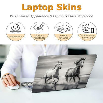 Universal Laptop Skin Sticker with 2 Wrist Pad Decals, 3-Piece Removable Vinyl Laptop Cover, Horse Waterproof Anti-Scratch, Easy-Trim Fit for 13.3" 14" 15.6" Laptops - color: Horse