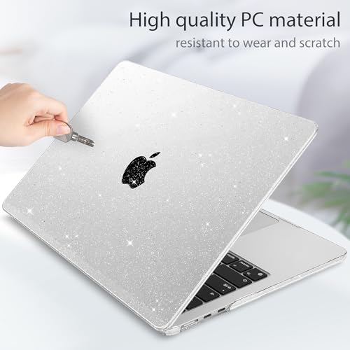 Case for MacBook Air 15 Inch 2026-2023 Release M5 A3448 M4 A3241 M3 A3114 M2 A2941, Hard Shell with Screen Protector & Keyboard Cover, Compatible with Touch ID, Sparkle Clear - color: Sparkle Clear