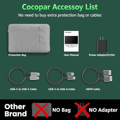 cocopar Portable Monitor IPS Travel Monitor with USB-C HDMI Portable Screen for Laptop MacBook Surface PC PS4/5 External Display with Kickstand, VESA Mountable, 15.6 Inch - size: 15.6 Inch