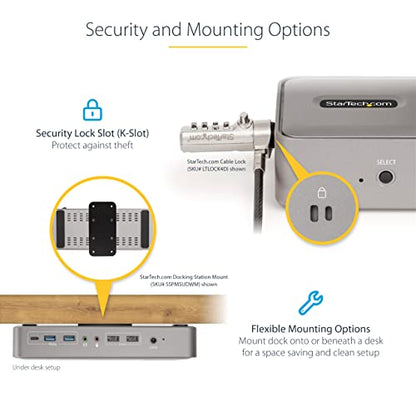 StarTech Dual-Host USB-C KVM Dock, Dual 4K 60Hz DisplayPort, GbE, 90W, TAA | Charges two laptops, with a 5-port USB hub, 10Gbps USB-A and USB-C, Gigabit Ethernet, audio and MAC pass-through