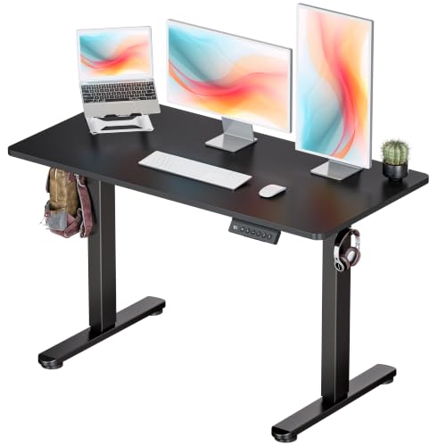 Okin Standing Desk Electric Adjustable Computer Whole Piece Stand up Desk Office Gaming Home Office Memory Desks 48x24 inches Black - color: Black, size: 48 Inch