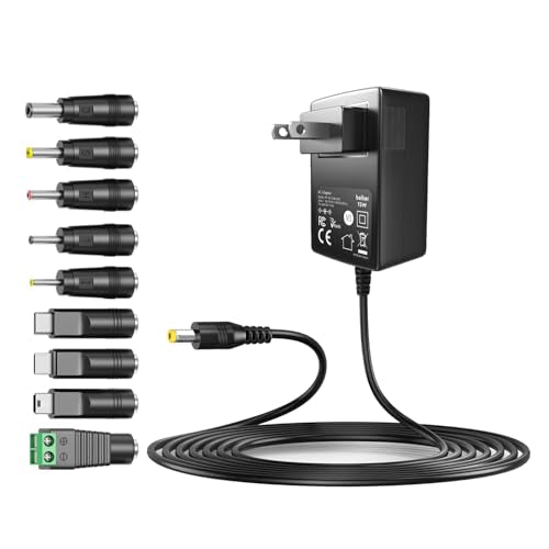 Belker 5V 3A USB C AC DC Adapter 15W Power Supply with 9 Tips | 5V Wall Charger Power Cord for Household Electronics TV Box Router Mini Fan LED Strip Speaker - size: 5V 3A