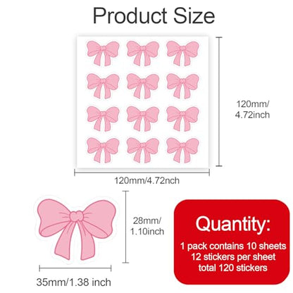 for iPad Case with 10 Sets of 120 Pcs Cute DIY Vinyl Laptop Stickers Tweezers Decals,Waterproof Aesthetic Stickers Suitable for Phone,Water Bottles, Cups, Suitcases, Anywhere-Little PinkBow - color: Little Pink Bow