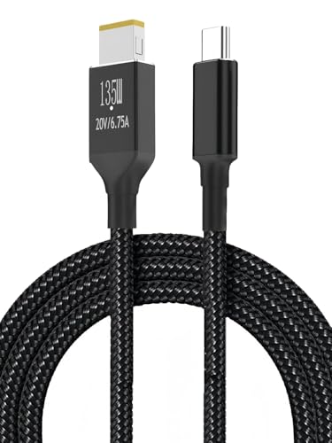 PD135W Type-C Male to Square Adapter 6.6ft USB-C Charging Cable Compatible with Lenovo Laptop ThinkPad X1 Extreme Gen W540 W541 T440S T440P T470P T540p T15p Yoga Y50-80 Y50p