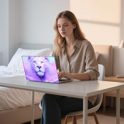 Aesthetic Laptop Skin Sticker, Purple - Hued White Lion Waterproof Vinyl Laptop Decal, Removable Bubble Free, Reusable Protective Cover for 13 14 15 15.6 Inch - color: Purple - Hued White Lion