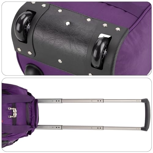 17x10x9 Inches United Airlines Rolling Personal Item Under Seat Duffle bags Suitable For Major Airlines Including Spirit, and Frontier Airline - color: Purplee