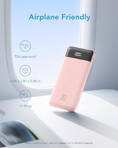 charmast 20000mAh Portable Charger with Built in Cables, 22.5W Travel Power Bank Fast Charging, USB C Cell Phone Battery Pack for iPhone 17/16/15/14/13/12 Series, iPad, Samsung, Android, Tablet - color: Dusty Pink