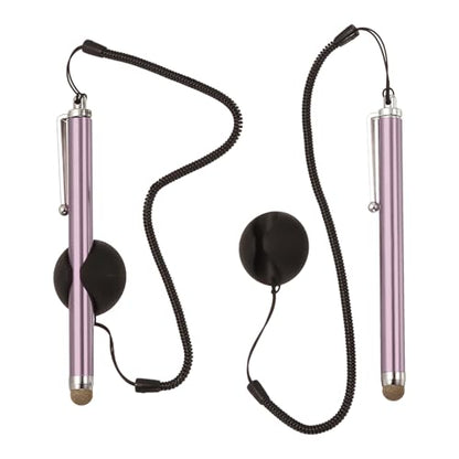 PATIKIL 2 Pcs Screen Capacitive Pen with Spring Rope Fixing Dock High Sensitivity for Mobile Phone Car Navigation GPS POS Tablet Laptop, Pink - color: Pink