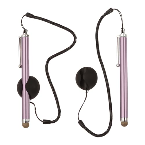 PATIKIL 2 Pcs Screen Capacitive Pen with Spring Rope Fixing Dock High Sensitivity for Mobile Phone Car Navigation GPS POS Tablet Laptop, Pink - color: Pink