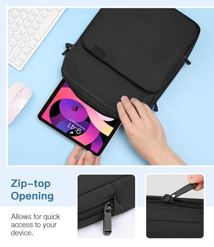 MoKo 9-11 Inch Tablet Sleeve Bag Handle Carrying Case with Shoulder Strap Fits New 11-inch iPad Pro M5/iPadAir M3, i-Pad 10 10.9, iPad 9/8/7th 10.2, i-Pad Air 5/4th 10.9, Tab S8/S9 11, Black - color: Black, size: 9-11 inch