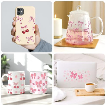UV DTF Cup Wraps Transfer Stickers Bows Pattern, 10 Sheets Waterproof Custom Vinyl Transfer Sticker 16oz Coffee Glass Cup Tumbler Bottle Mug Decals for Men Women | Waterproof UV DTF Stickers, Custom Vinyl Decals for 16oz Coffee Cups Tumblers Bottles Mugs,