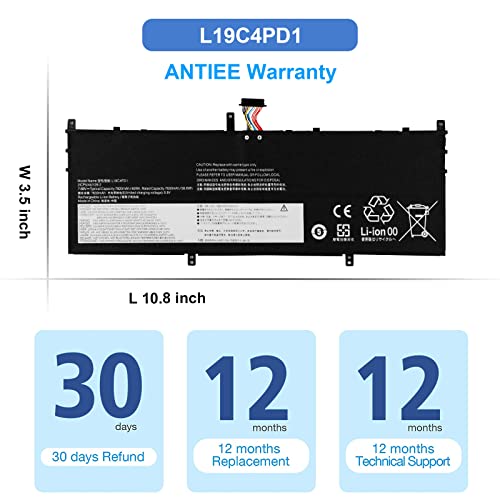ANTIEE L19C4PD1 Laptop Battery for Lenovo Ideapad Yoga 6-13ARE05 6-13ALC6 Yoga C640-13IML LTE Series L19D4PD1 5B10U65274 5B10W67329 5B10U65275 5B10W67385 SB10W67395 SB10W67360 60Wh 7820mAh