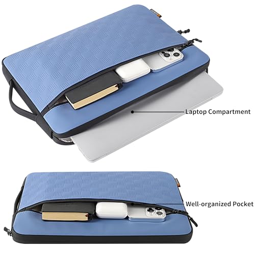 DOMISO 14 Inch Laptop Sleeve, Waterproof Shockproof Protective Case with Handle, Fits MacBook Pro/Dell XPS/HP 14" Notebooks, Blue - color: Blue, size: 14 inch