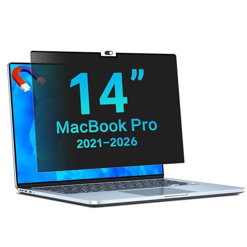 STARY Magnetic Privacy Screen for MacBook Pro 14 Inch (2021-2026，M1, M2, M3, M4,M5,Pro, Max) Removable Laptop Privacy Filter Shield and Matte Anti-Glare Blue Light Protector - size: Mac Pro 14 Inch 2021-2026
