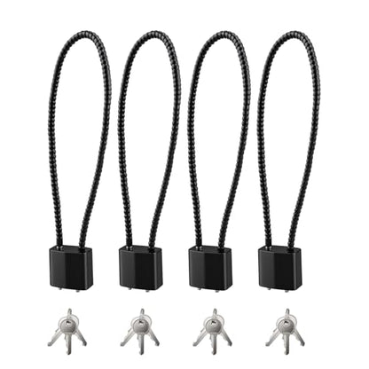 4 Pcs 15 Inch Cable Locks with Keys,Bike Locks,Heavy Duty Wire Lock Cable | bike lock，cable locks with keys（different）for Indoor Outdoor Bike Bicycle Helmet Cabinet Fence Gate Lock(Black) - size: 15 inches