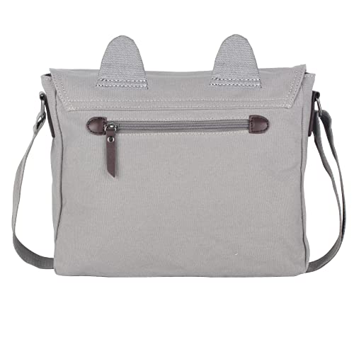 Canvas Cute Cat Kitty Messenger Bag Girls Crossbody Bag Shoulder Bag Cute Satchel School Bag - color: Gray