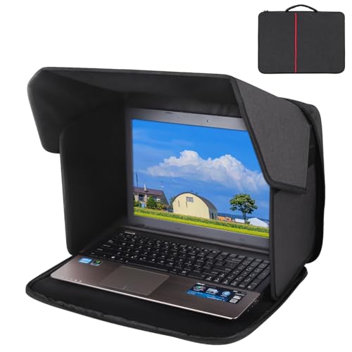 Portable Laptop Sun Shade Foldable Laptop Privacy Shield Blocks Sunlight Working Outside,Computer Anti Glare Shield Privacy Hood Case Fits for 15-16 inch(Patent Pending) - size: 15-16 inch