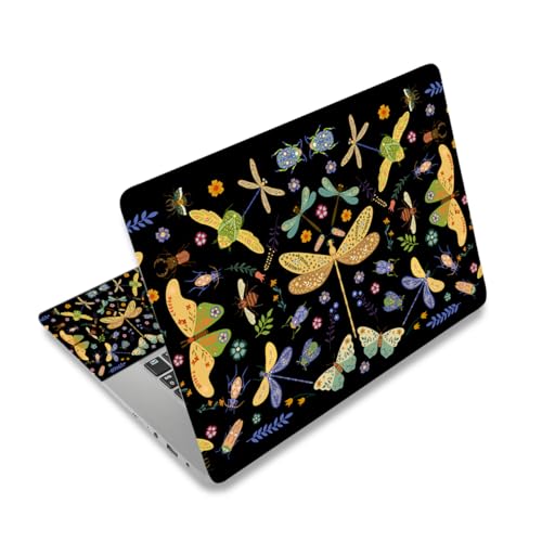 DINKY Laptop Skin Sticker Decal 15.6" 15.4" 12" 13" 13.3" 14" 15 inch Laptop Universal Vinyl Skin Stickers Cover Art Decal Notebook PC Personalized Protector, Black Dragonfly - color: Black Dragonfly