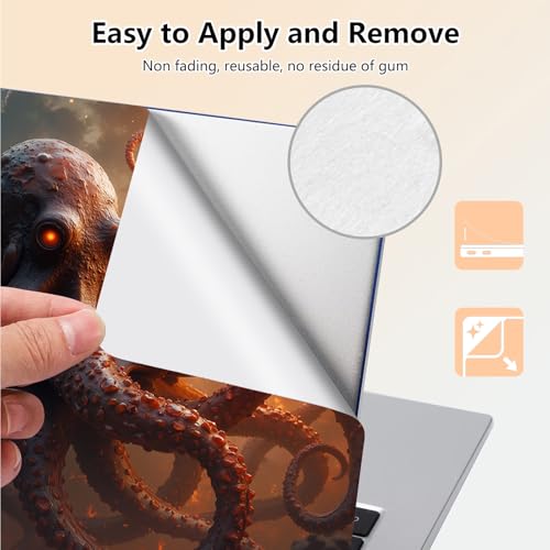 Laptop Skin Sticker Decal 15.6 Inch,12 13 13.3 14 15 15.6 in Laptop Netbook Skins for Notebook,Art Decal Removable Waterproof Scratch Resistant,Universal Vinyl Cover,Fire Octopus Funny - color: Fire Octopus Funny