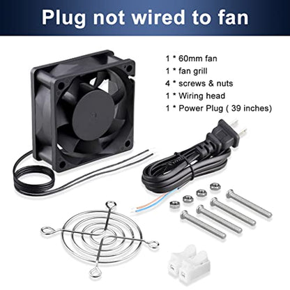 Wathai EC AC Axial Brushless Cooling Fan 110V 120V Dual Ball 60mm x 25mm | 110V - 240V 2 inch 60mm Muffin Mini Fan Big Airflow 60x60x25mm for External Electronics Cooling - style: 60x25mm