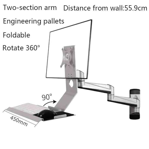 Monitor Stand Wall-Mounted Dual Arm Single Screen Monitor Stand Arm with Engineered Tray Stand Foldable 90° Monitor Stand Desk arm